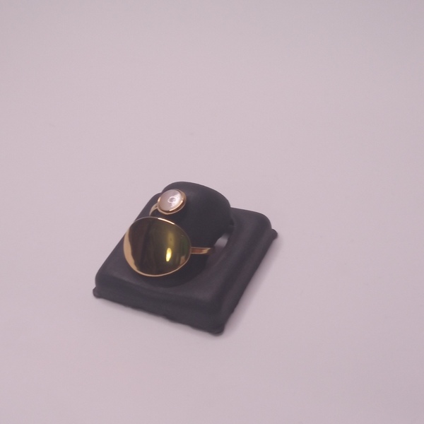 Χρυσό δαχτυλίδι με λευκή πέτρα - ημιπολύτιμες πέτρες, επιχρυσωμένα, μεγάλα, αυξομειούμενα - 3