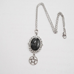 Κολιέ με γυαλί και charms Witch pendant - γυαλί, όνομα - μονόγραμμα, μεταλλικά στοιχεία, μενταγιόν