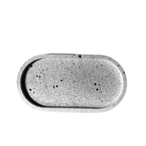 Δισκάκι λευκό με μαύρες πιτσιλιές από σκόνη πορσελάνης (18x8x2εκ) - πορσελάνη, διακοσμητικά, γύψος