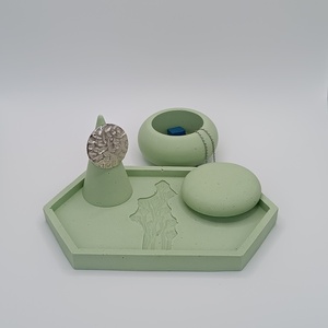 Σετ Χειροποίητο Light Mint Πολυχρήστικο δισκάκι με hold ring και βαζάκι, διακόσμηση σπιτιού . - διακοσμητικά, κοσμηματοθήκη - 4