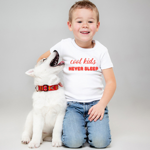 T-shirt λευκό κοντομάνικο για αγόρια κ κορίτσια| 100% βαμβάκι|cool kids never sleep - κορίτσι, αγόρι, παιδικά ρούχα - 2