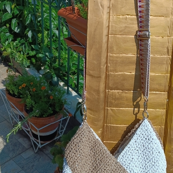 Καλοκαιρινή τσάντα ώμου ή χιαστί με ιμάντα 33Χ23Χ38 - νήμα, ώμου, πουγκί, μεγάλες, all day - 2