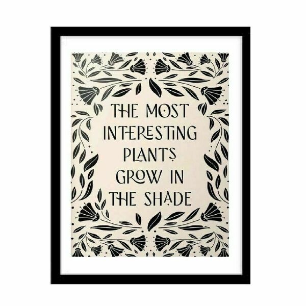 ΣΕΤ 2 κάδρα Wednesday " The most interesting plants grow in the shade " με ξύλινη κορνίζα σε μαύρο χρώμα (32 χ 22 εκ. ) - πίνακες & κάδρα, κορίτσι, δώρο, διακόσμηση σαλονιού - 2