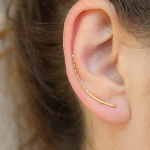 Ear climber με γραμμές επιχρυσωμένο από ασήμι 925 - επιχρυσωμένα, ασήμι 925 - 2
