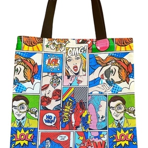 Tote bag με comic art - ύφασμα, ώμου, all day - 2
