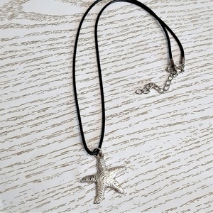 Cord necklace μαύρο με αστερία - τσόκερ, χάντρες, κοντά, boho, αστερίας - 4