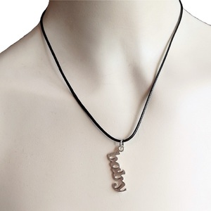 Cord necklace μαύρο "baby", 28εκ. - ορείχαλκος, όνομα - μονόγραμμα, κοντά, boho, δώρα για γυναίκες - 4