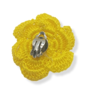 Κίτρινες μαργαρίτες με πέρλα - νήμα, λουλούδι, πέρλες, με κλιπ, πλεκτά - 4
