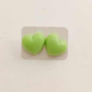 Σκουλαρίκια καρδιά πρασινη 2×2εκ. Με καρφάκι - πλαστικό, καρφωτά, μικρά, καρφάκι, φθηνά - 2