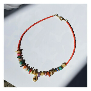 Orange shells - charms, κοχύλι, χάντρες, κοντά, seed beads
