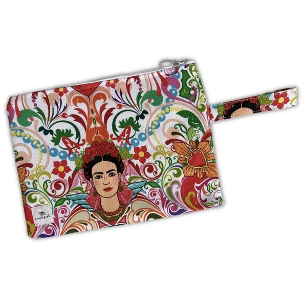 Frida pouch bag - ύφασμα, all day, χειρός, frida kahlo, μικρές