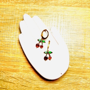 Cherry earrings - ορείχαλκος, κρίκοι, μικρά, ατσάλι - 4