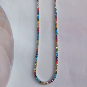 Rainbow riviera necklace ασήμι 925° - ασήμι 925, κοντά, layering, candy, επιπλατινωμένα - 2