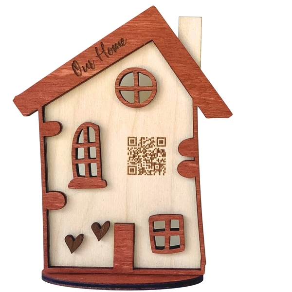 Ξύλινο διακοσμητικό μικρό σπίτι με το QR CODE του WIFI για το σπίτι ή τον επαγγελματικό σας χώρο. - ξύλο, σπίτι, οργάνωση & αποθήκευση, ξύλινα διακοσμητικά