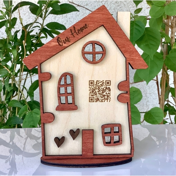 Ξύλινο διακοσμητικό μικρό σπίτι με το QR CODE του WIFI για το σπίτι ή τον επαγγελματικό σας χώρο. - ξύλο, σπίτι, οργάνωση & αποθήκευση, ξύλινα διακοσμητικά - 2