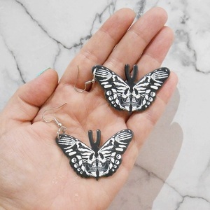 Ακρυλικά σκουλαρίκια πεταλούδα διπλής όψεως, κρεμαστά Skull Butterfly jewelry - διπλής όψης, πεταλούδα, plexi glass, κρεμαστά, γάντζος - 3