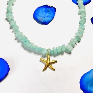 Star necklace - ημιπολύτιμες πέτρες, αστέρι, κοντά, ατσάλι, μενταγιόν - 3