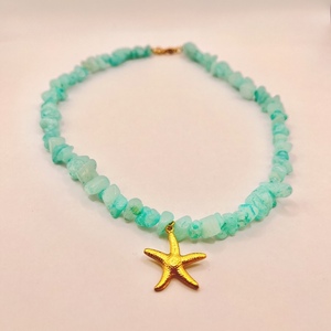 Star necklace - ημιπολύτιμες πέτρες, αστέρι, κοντά, ατσάλι, μενταγιόν - 4