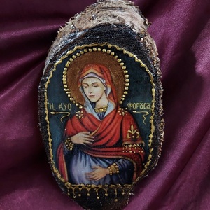 Χειροποίητη εικόνα της Παναγίας της Κυοφορούσας - ξύλο, διακοσμητικά, εικόνες αγίων