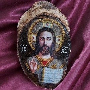 Χειροποίητη κρεμαστή εικόνα του Χριστού - ξύλο, διακοσμητικά, εικόνες αγίων