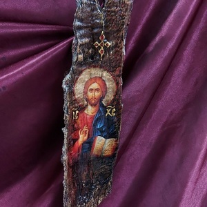 Χειροποίητη κρεμαστή εικόνα του Χριστού σε ξύλο! - ξύλο, χειροποίητα, διακοσμητικά, εικόνες αγίων