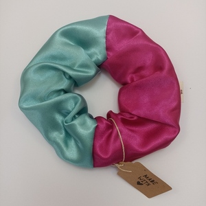 Σατέν scrunchie δίχρωμο - ύφασμα, λαστιχάκια μαλλιών - 4