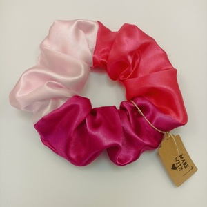 Σατέν scrunchie τρίχρωμο - ύφασμα, λαστιχάκια μαλλιών - 3