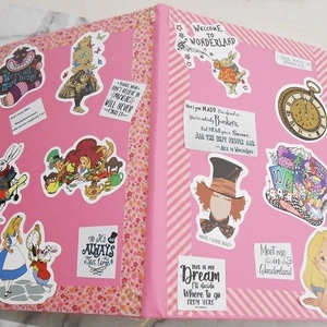 Σημειωματάριο με αυτοκόλλητα και washi tape Alice in Wonderland Hard Cover Notebook Journal - αυτοκόλλητα, δώρο έκπληξη - 3