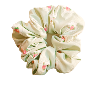 Σετ 2 χειροποίητα scrunchies - λαστιχάκια - αξεσουάρ μαλλιών "roses" - ύφασμα, λουλούδια, λαστιχάκια μαλλιών - 3