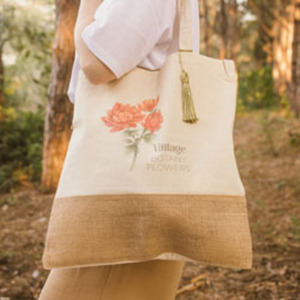 Καλοκαιρινή tote bag - ύφασμα, ώμου, μεγάλες, φλοράλ, tote - 5