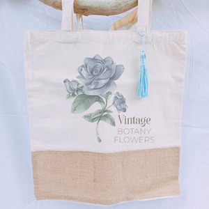 Καλοκαιρινή tote bag με floral μοτίβο - ύφασμα, ώμου, φλοράλ, all day, tote