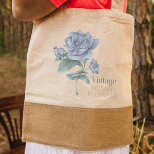 Καλοκαιρινή tote bag με floral μοτίβο - ύφασμα, ώμου, φλοράλ, all day, tote - 3