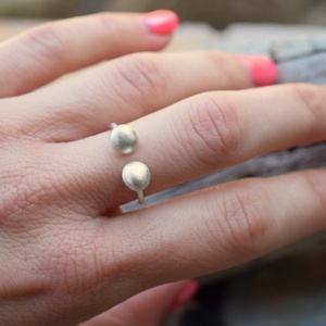 Δαχτυλίδι με σφαίρες ασήμι 925 - ασήμι 925, boho, αυξομειούμενα - 2