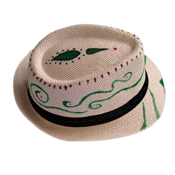 Ψάθινο καπέλο ζωγραφισμένο "Samiamidi" - ψάθινα - 2