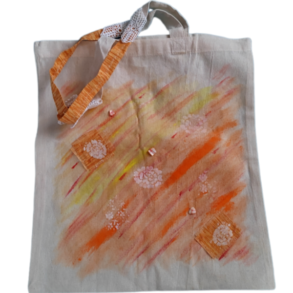 Τσάντα ζωγραφισμένη! "grandmother" - ύφασμα, μεγάλες, all day, θαλάσσης, πάνινες τσάντες