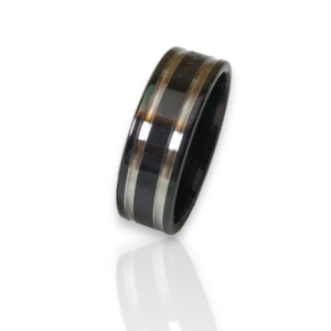 Ανδρικό ατσάλινο δαχτυλίδι σε μαύρο χρώμα με διπλή ασημί γραμμή - δαχτυλίδια, ατσάλι, σταθερά