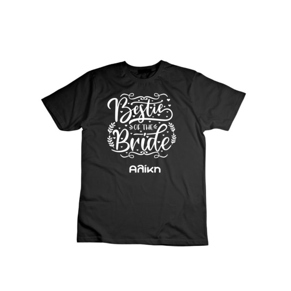 Γυναικείο T-Shirt μαύρο για πάρτι νύφης - Bestie of the bride - t-shirt, είδη για πάρτυ