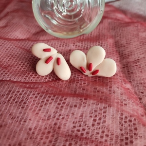 σκουλαρίκια από πολυμερικό πηλό - πηλός, λουλούδι, καρφωτά, καρφάκι - 5