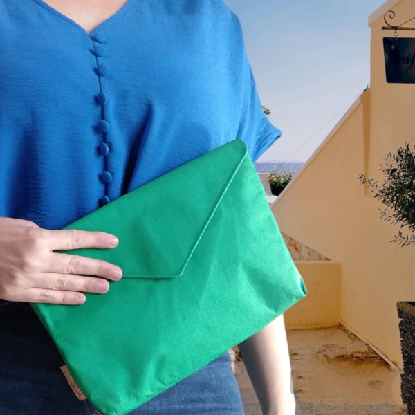 Γυναικεία τσάντα φάκελος πράσινος. Anifantou - ύφασμα, φάκελοι, χειρός, βραδινές, μικρές - 4