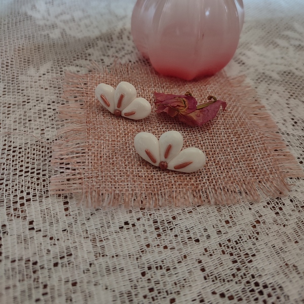 σκουλαρίκια λουλούδια - πηλός, λουλούδι, καρφωτά, νυφικά, καρφάκι - 5