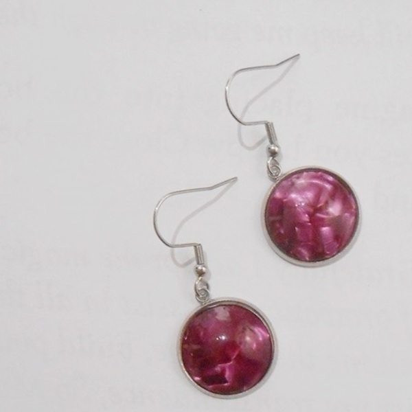 Σκουλαρίκια με plexi glass, κρεμαστά Purple fuscia plexi glass earrings - plexi glass, ελαφρύ, κρεμαστά, γάντζος