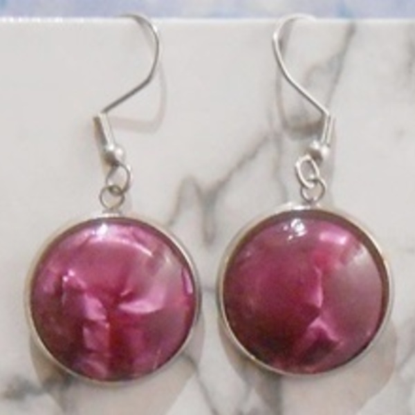 Σκουλαρίκια με plexi glass, κρεμαστά Purple fuscia plexi glass earrings - plexi glass, ελαφρύ, κρεμαστά, γάντζος - 3
