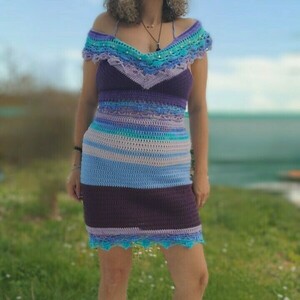 Westeria Crochet Dress - βαμβάκι, ριγέ, mini, γάμου - βάπτισης