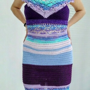 Westeria Crochet Dress - βαμβάκι, ριγέ, mini, γάμου - βάπτισης - 5