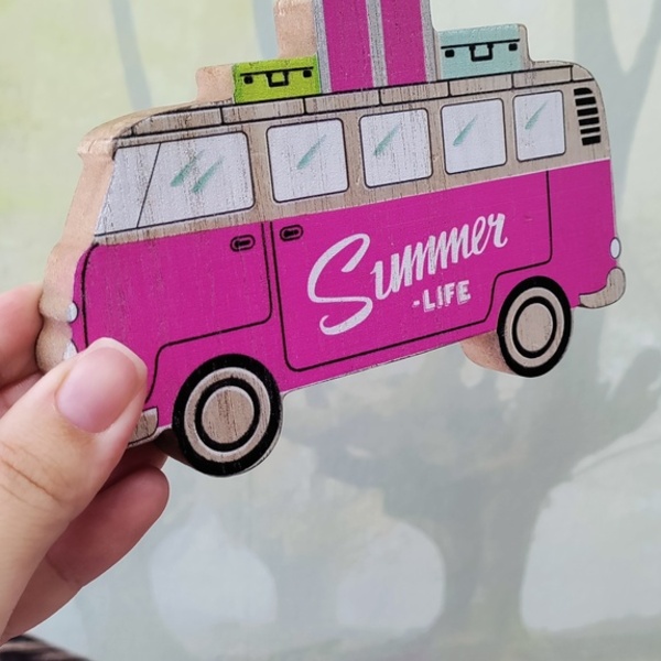 Σετ δώρου "Summer vibes" με βαν - mdf, διακοσμητικά, αυτοκίνητα - 2