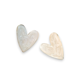 Καρφωτά Σκουλαρίκια Λευκές Καρδιές - καρδιά, καρφωτά, μεγάλα, zamak