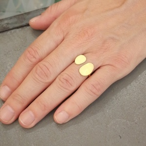 Βοτσαλο δαχτυλιδι ασημενιο επιχρυσο - ασήμι, επιχρυσωμένα, minimal, αυξομειούμενα - 5