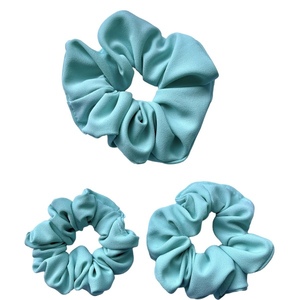 Χειροποίητα τιρκουάζ scrunchie - ύφασμα, λαστιχάκια μαλλιών - 2