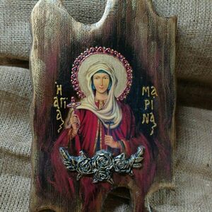 Κρεμαστή χειροποίητη εικόνα Της Αγίας Μαρίνας - διακοσμητικά, εικόνες αγίων