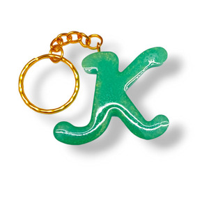 Μπρελόκ μονόγραμμα Κ - Κάππα από ρητίνη 4 εκ. σε πράσινο χρυσό - ρητίνη, όνομα - μονόγραμμα, εποξική ρητίνη, μπρελοκ κλειδιών